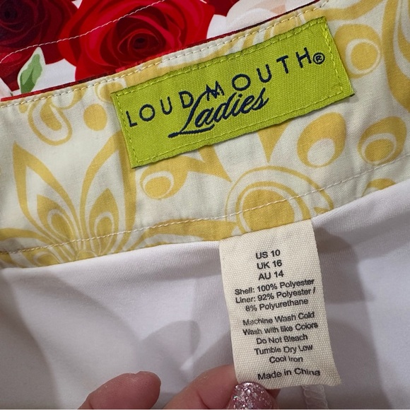 Loudmouth Golf "Red Rose" skort Short Skirt Active Women 10 New - Picture 6 of 7